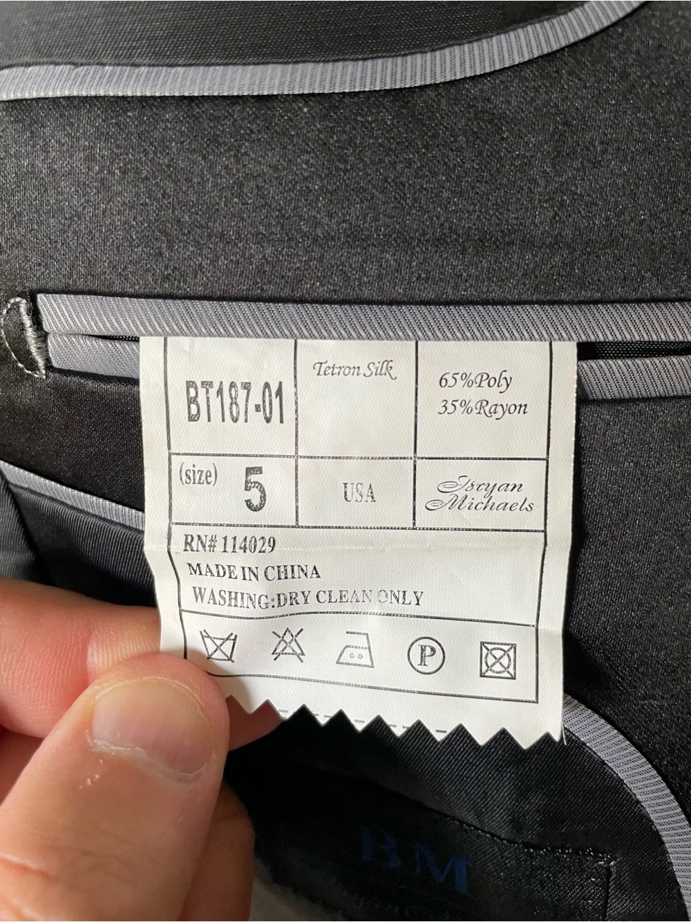 Michaels Black Jacket in Garment Bag